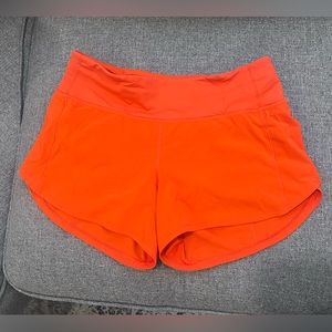 Lululemon Speed Up Shorts- Size 6 orange. EUC